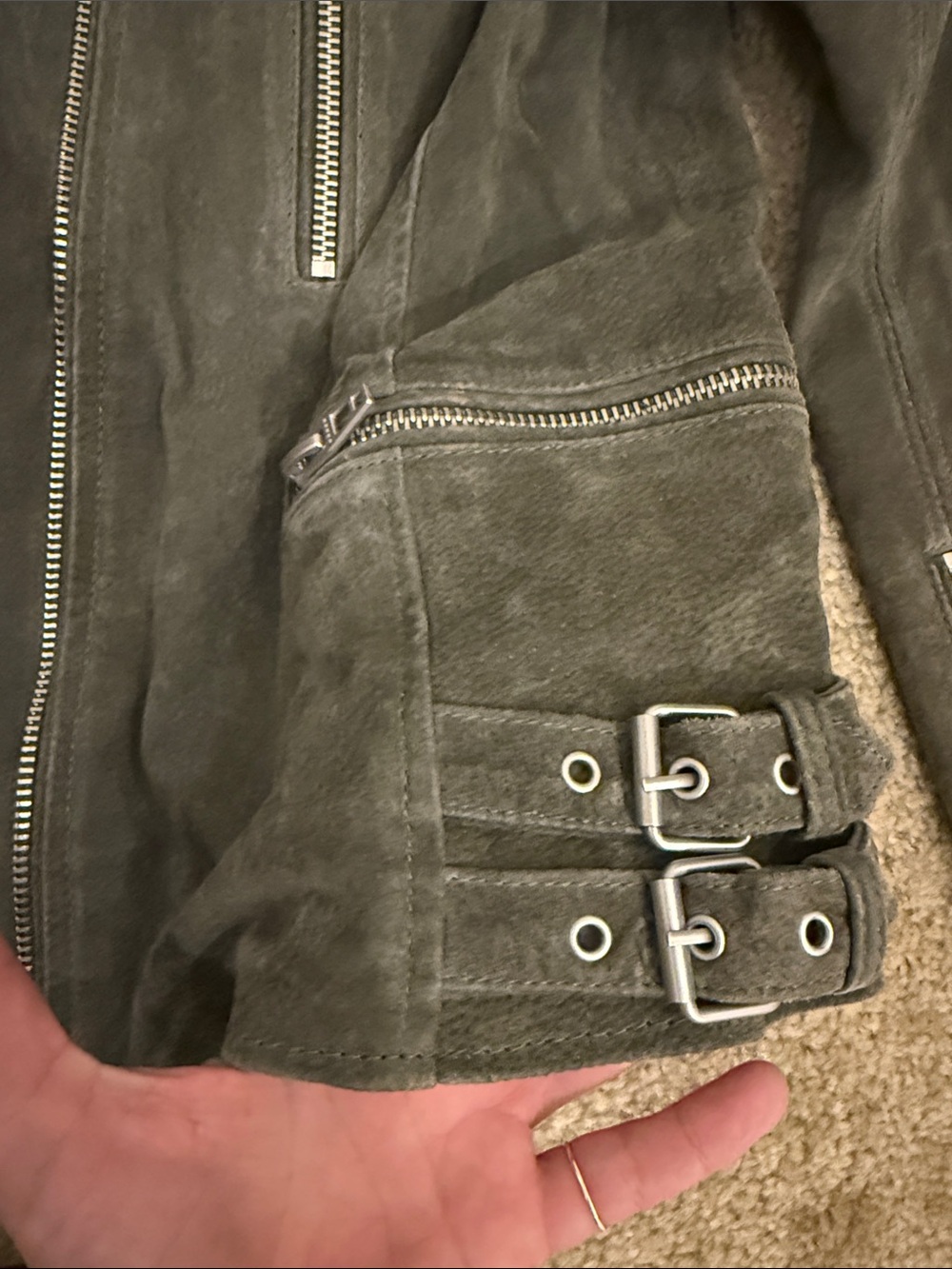 Leather Biker Jacket - gray - Picture 4 of 5